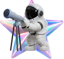 Ícono de astronauta con telescopio de Innomobs agencia SEO para sección de preguntas frecuentes sobre posicionamiento web
