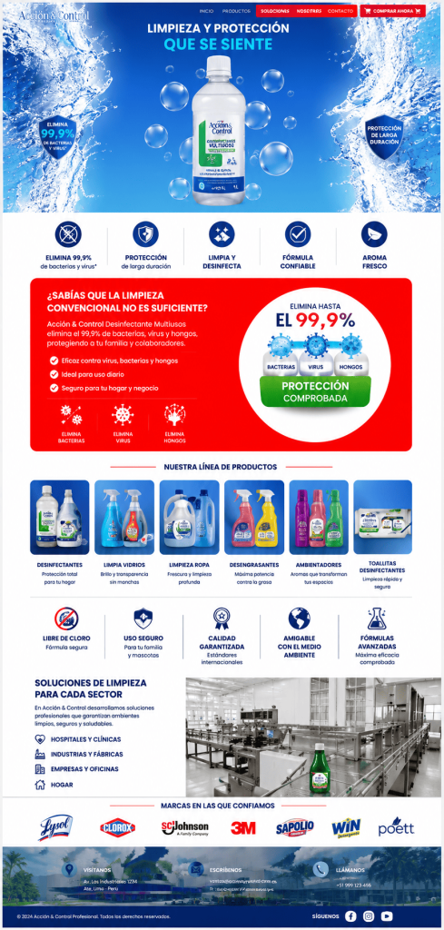 Desarrollo web para Limplus, empresa de productos de limpieza con catálogo digital y enfoque B2B