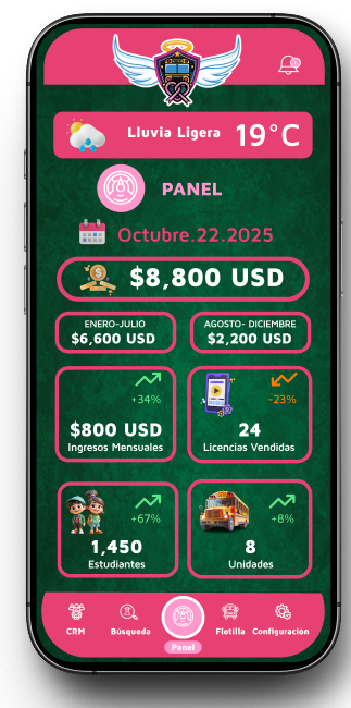 Desarrollo de app para Guerra Bus Service con gestión de transporte, reservas y operación logística en Estados Unidos